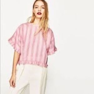 Zara Pink Striped Boxy Shirt